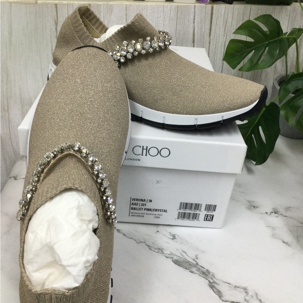 Ballet Pink Crystal Embellished Slip-On Sneakers